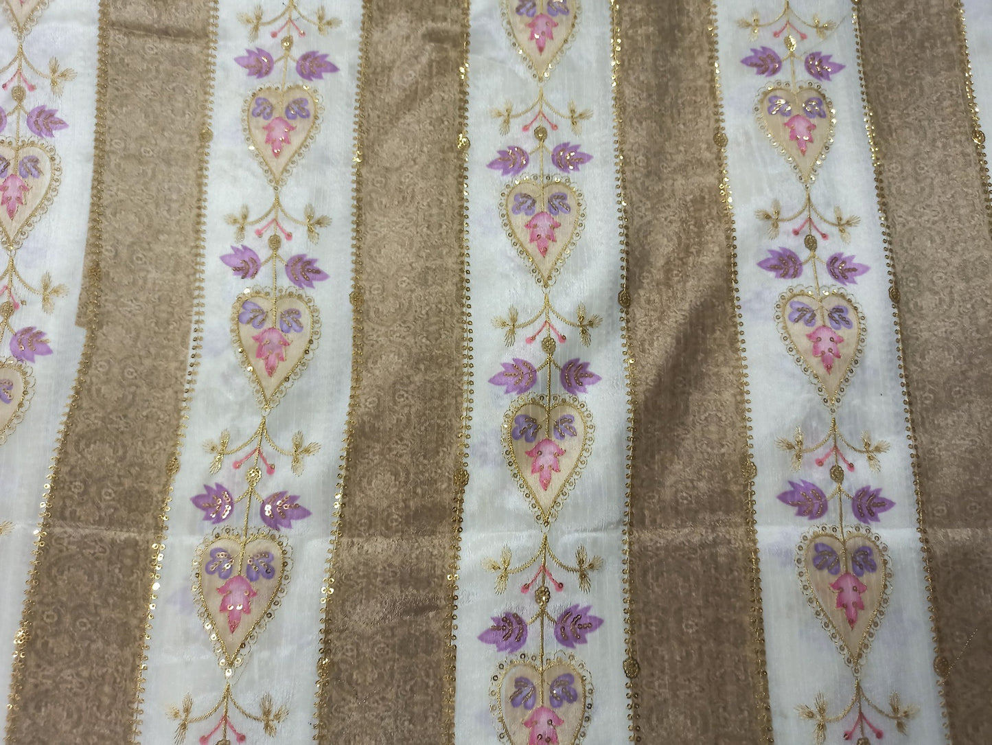 Chinon Embroidered Fabric with Sequins – Multicolor Floral | Premium Partywear | Value Addition | Made to Order