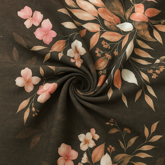 Premium Poly Pasmina Fabric – Multi-Color Floral