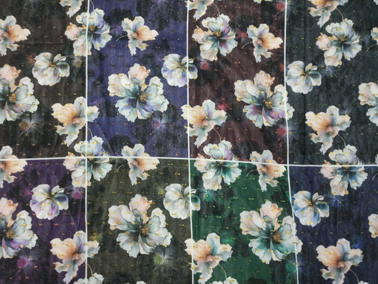 Digital Printed Fabric with Floral & Foil