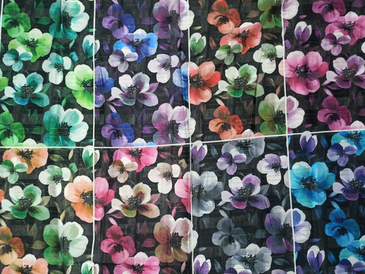 Multicolor Digital Floral Print Fabric