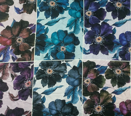 Premium Digital Printed Fabric – Large Floral  (Multicolor)