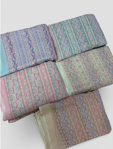 Sifli Heavy Embroidered Georgette Fabric – Multicolor Floral & Paisley Design